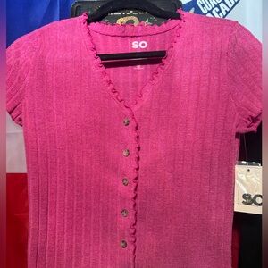 SO Juniors Rasp Escape Button-Up Top